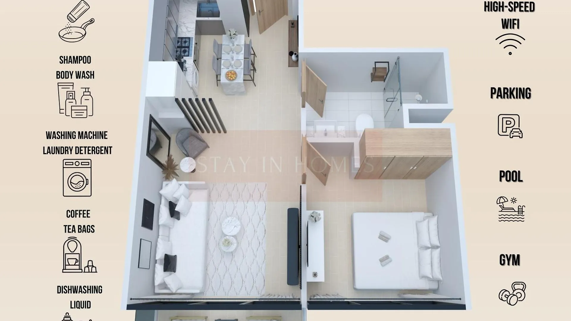 1Br In Azizi Riviera 43 By Stay In Homes - Near Business Bay - Pool - Gym - Parking Dubaï